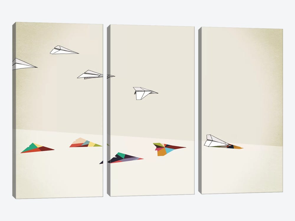 Walking Shadow Paper Planes by Jason Ratliff 3-piece Canvas Art