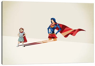 Walking Shadow Heroine Canvas Art Print - Kids Character Art