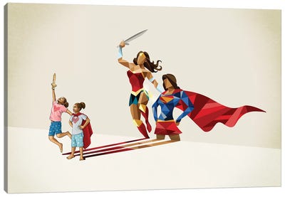 Sisters In Arms Canvas Art Print - Justice League