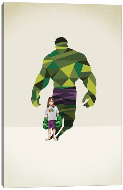 Super Shadows Girl Smash Canvas Art Print - Hulk
