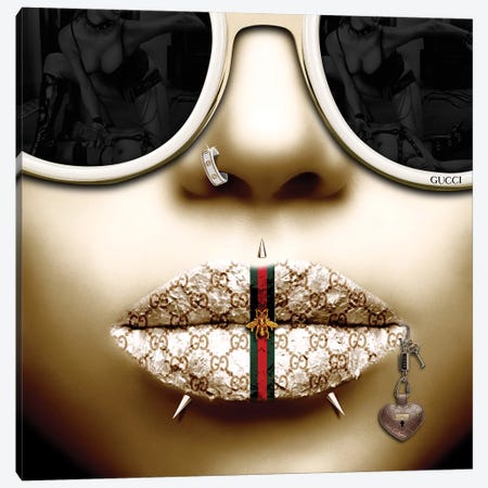 iCanvas Fendi Logo Lips Pattern With Gold Teeth by Julie Schreiber - Bed  Bath & Beyond - 37447604