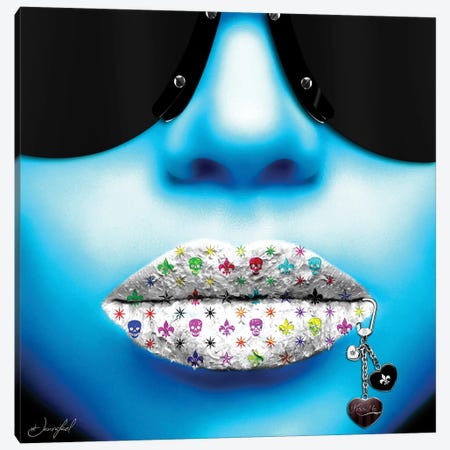 Julie Schreiber Canvas Wall Decor Prints - Louis Vuitton Pink Glitter Lips ( Fashion > Fashion Brands > Louis Vuitton art) - 40x26 in