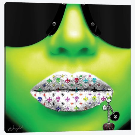 Kiss Me Green Canvas Print #JRH25} by Jan Raphael Canvas Print