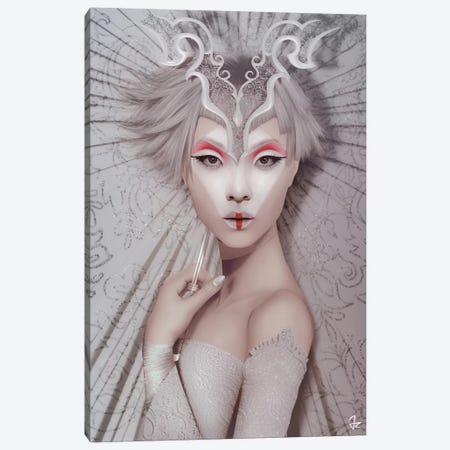 The White Geisha Canvas Print #JRI78} by Giulio Rossi Canvas Artwork