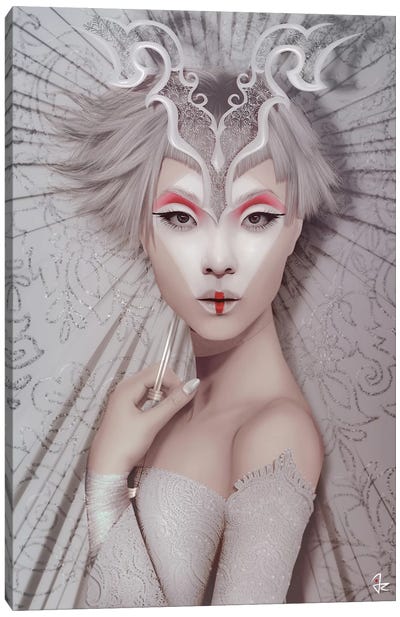 The White Geisha Canvas Art Print - Geisha