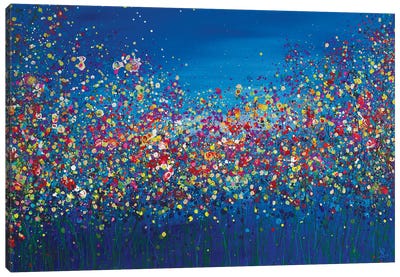 Abstract Blue Meadow Canvas Art Print - Colorful Abstracts