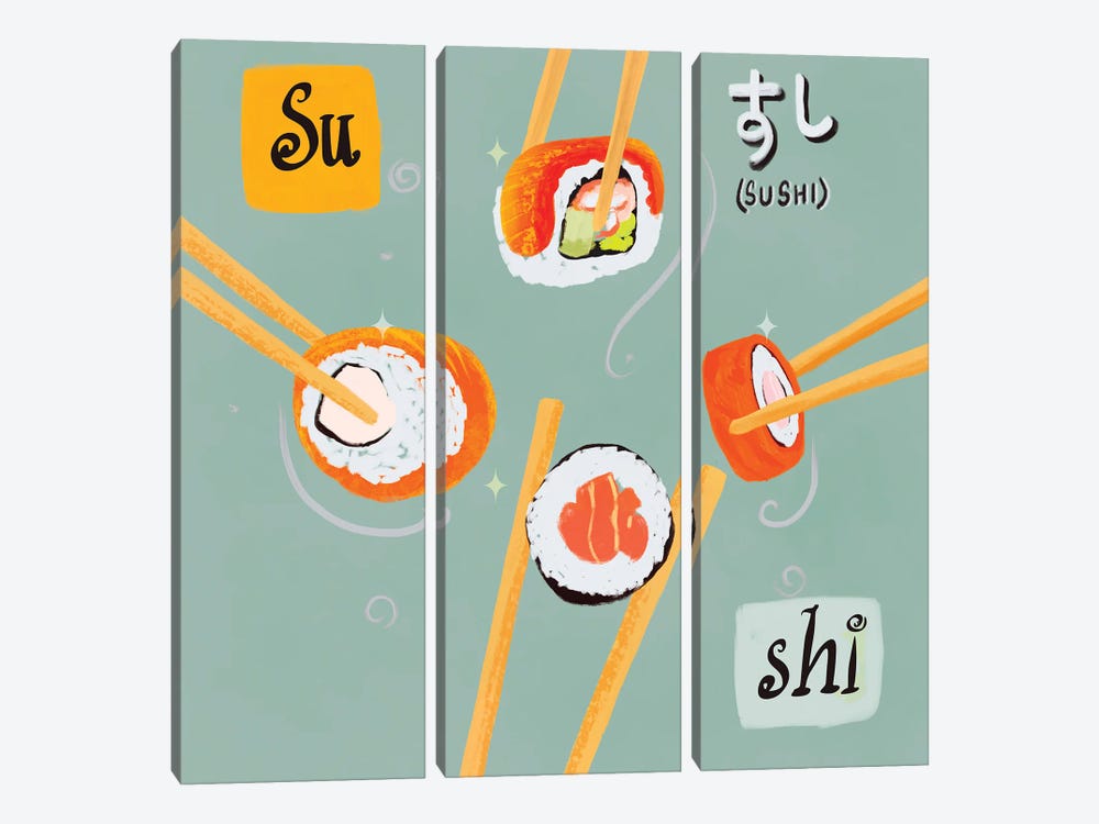 Sushi I by Juliet Rose Philips 3-piece Canvas Print