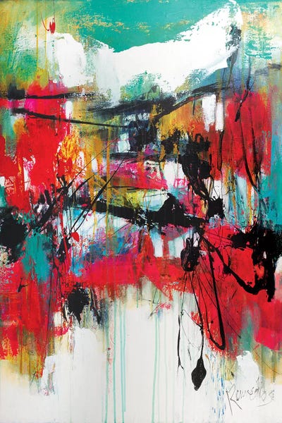 Red Forest Green Sky by Jude Remedios framed wall art