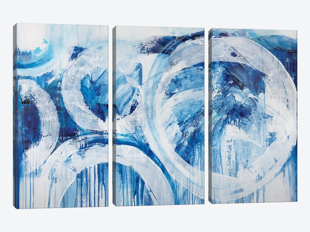 Big Sea Blue Rain by Jude Remedios 3-piece Canvas Art Print