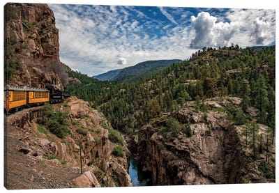 Train Ride In The Rockies Canvas Art Print - Rocky Mountain Art
