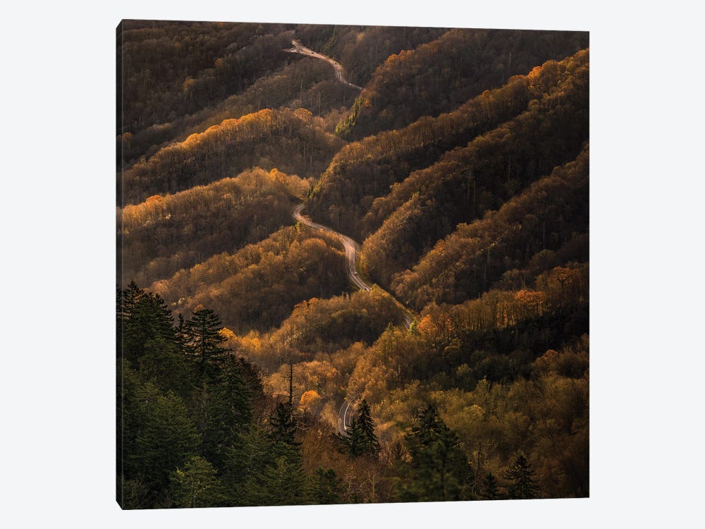 An Autumn Road Through The Mountains by Jonathan Ross Photography 1-piece Canvas Artwork