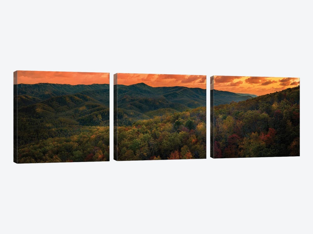Sunset In The Smokies by Jonathan Ross Photography 3-piece Canvas Artwork