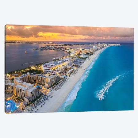Sunset On The Beach Canvas Print #JRP138} by Jonathan Ross Photography Canvas Wall Art