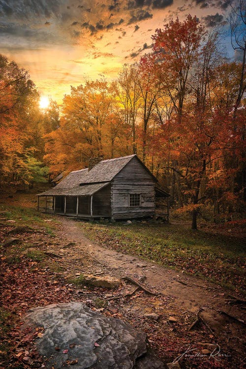 Sunset Near The Log Cabin by Jonathan Ross Photography wall art