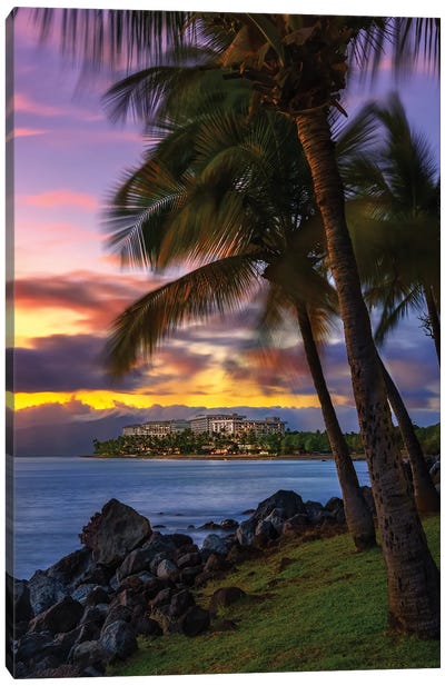 The Sun Setting Over Hawaii Canvas Art Print - Jonathan Ross Photography