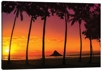 Chinaman's Hat Sunset In Oahu Canvas Art Print - Oahu