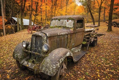 Old Car In The Autumn Forest by Jonathan Ross Photography framed wall art