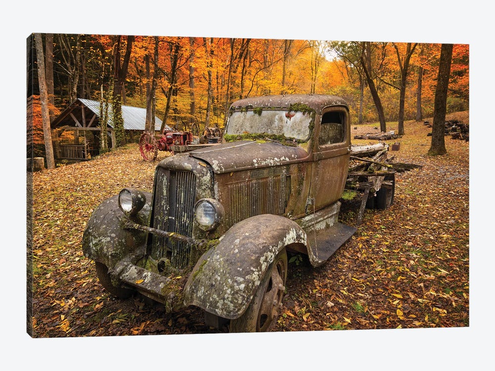Old Car In The Autumn Forest by Jonathan Ross Photography 1-piece Canvas Artwork