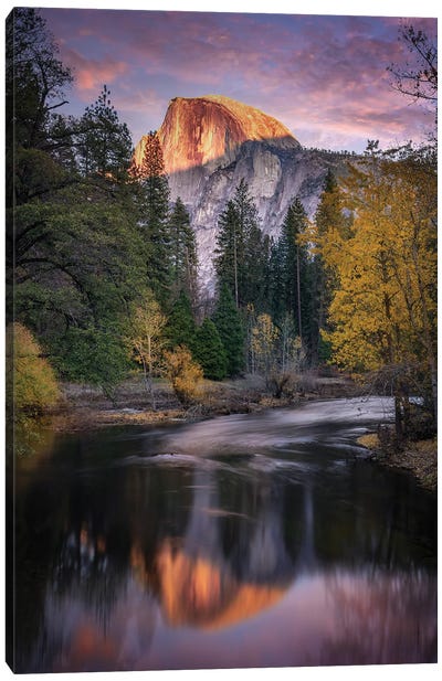 Half Dome In Pink Canvas Art Print - Jonathan Ross Photography