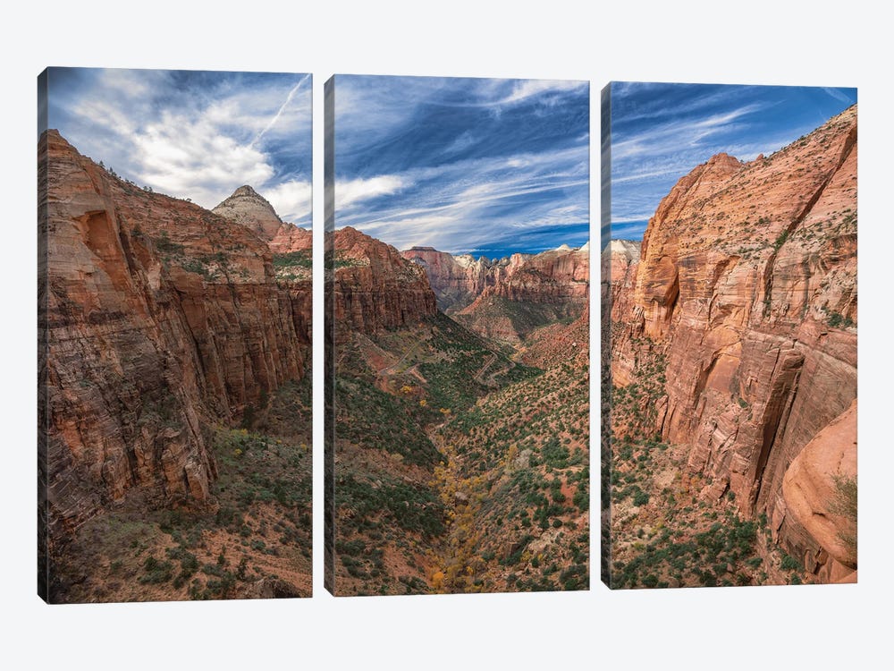 Zion National Park Canyon Overlook by Jonathan Ross Photography 3-piece Canvas Art