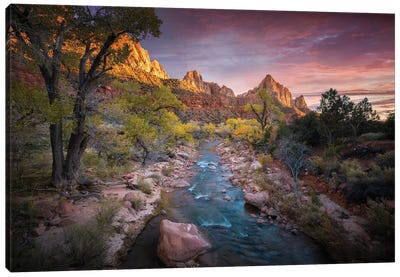 Zion National Park In The Fall Canvas Art Print - Zion National Park Art