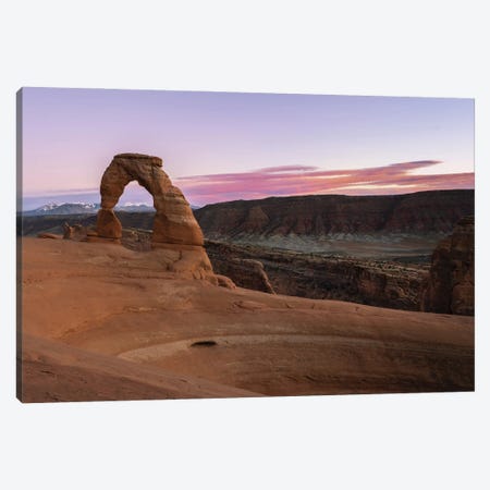 Delicate Arch Pink Sunset Canvas Print #JRP209} by Jonathan Ross Photography Canvas Wall Art