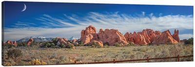 Moon Over Arches National Park Canvas Art Print - Jonathan Ross Photography