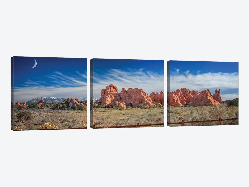 Moon Over Arches National Park by Jonathan Ross Photography 3-piece Canvas Print