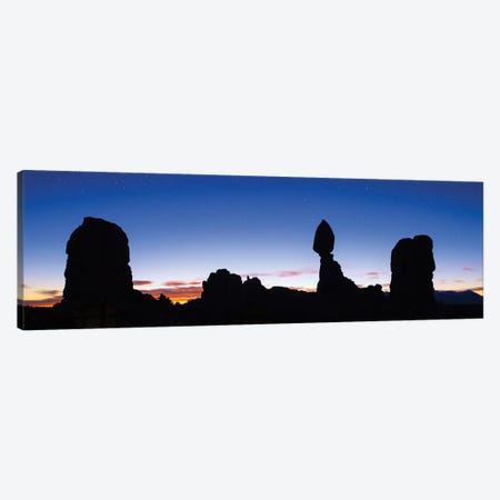 Balanced Rock Silhouette Panorama Canvas Print #JRP225} by Jonathan Ross Photography Art Print