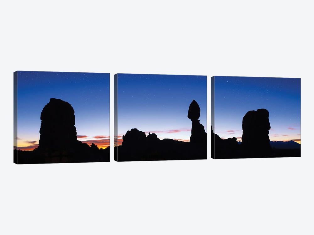 Balanced Rock Silhouette Panorama by Jonathan Ross Photography 3-piece Canvas Art Print