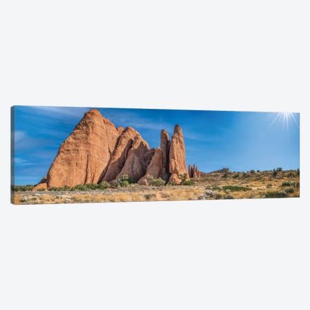 Arches National Park With A Sun Star Canvas Print #JRP229} by Jonathan Ross Photography Canvas Wall Art