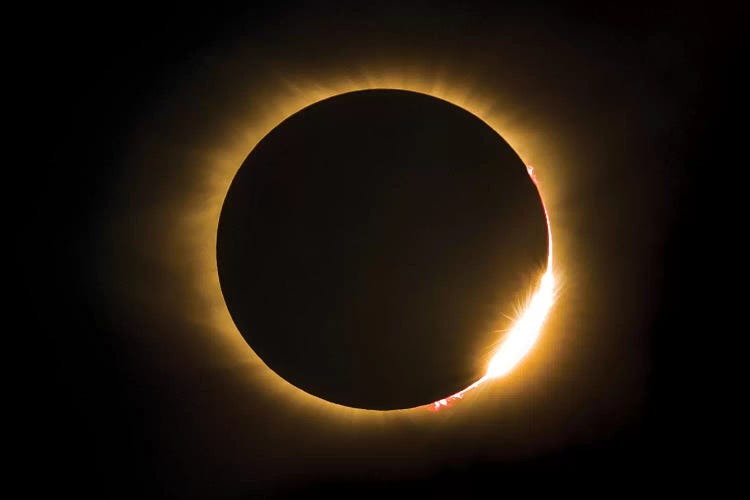 Eclipse With Diamond Ring And Solar Flare