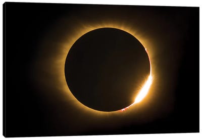 Eclipse With Diamond Ring And Solar Flare Canvas Art Print - Color Pop Photography
