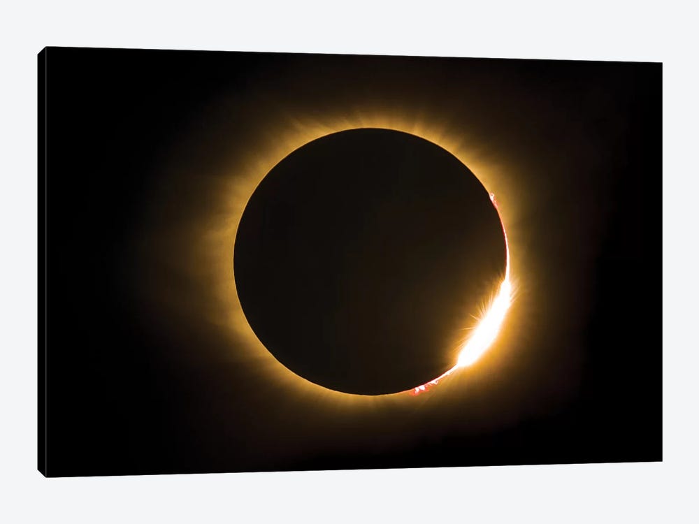 Eclipse With Diamond Ring And Solar Flare by Jonathan Ross Photography 1-piece Canvas Art Print