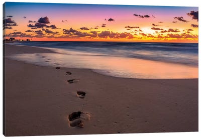 Footsteps At Sunrise Canvas Art Print - Jonathan Ross Photography