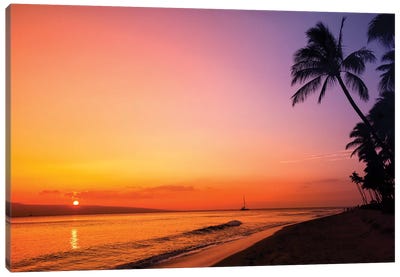 Hawaiian Sunset Glow Canvas Art Print - Pantone Living Coral 2019