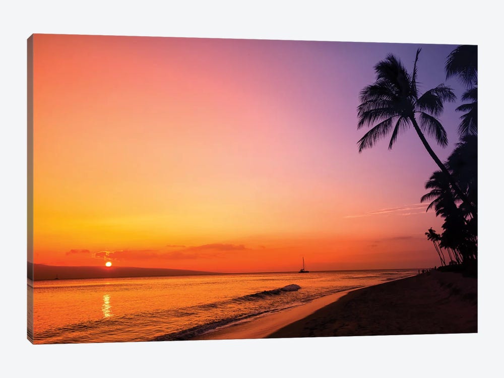 Hawaiian Sunset Glow by Jonathan Ross Photography 1-piece Canvas Art Print