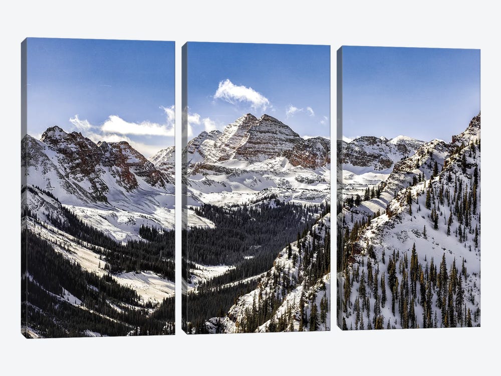 Maroon Bells Panorama by Jonathan Ross Photography 3-piece Canvas Wall Art