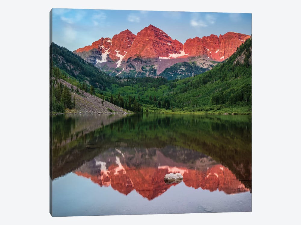 Mirrored Maroon Bells by Jonathan Ross Photography 1-piece Canvas Wall Art