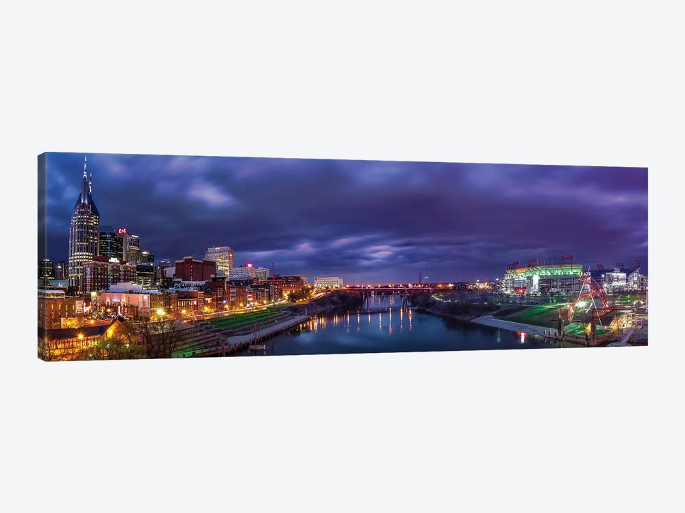 Nashville Lights On The Cumberland River by Jonathan Ross Photography 1-piece Canvas Art Print
