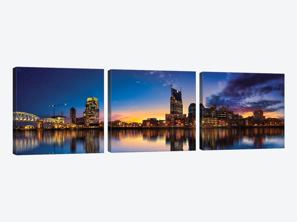 Night Is Falling On Nashville by Jonathan Ross Photography 3-piece Canvas Art