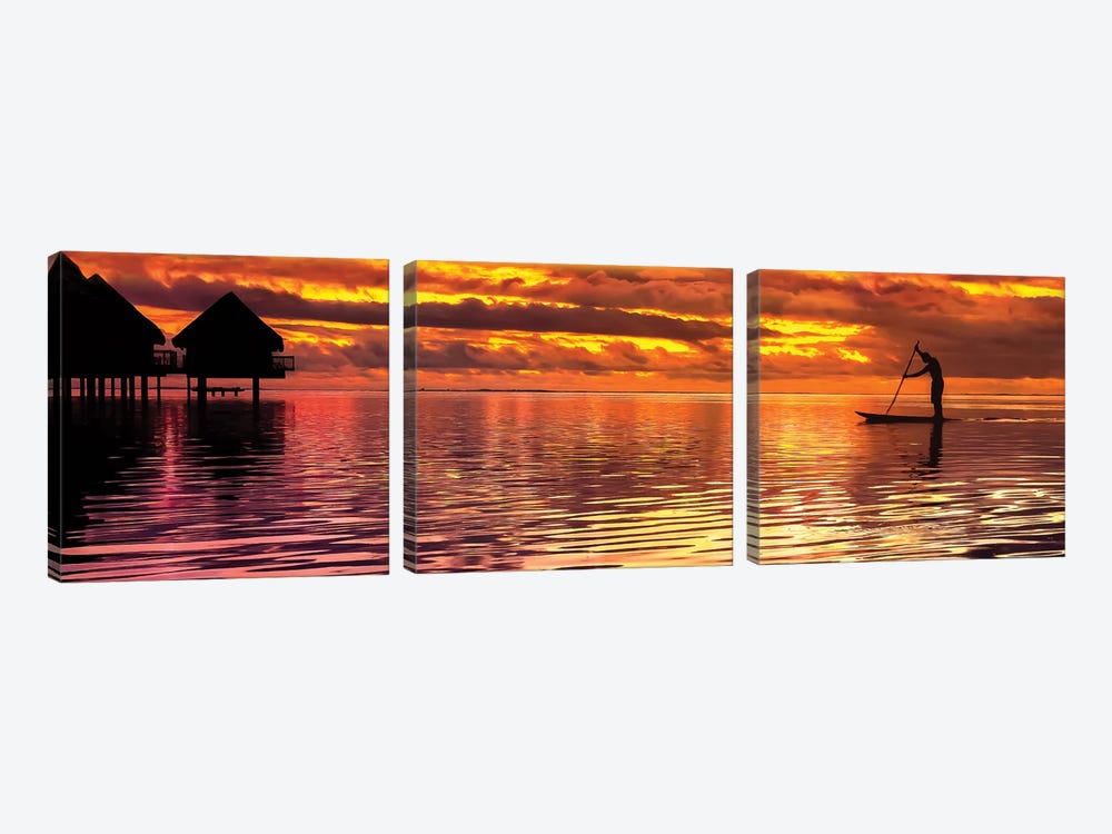 Paddling Into The Sunset by Jonathan Ross Photography 3-piece Canvas Print
