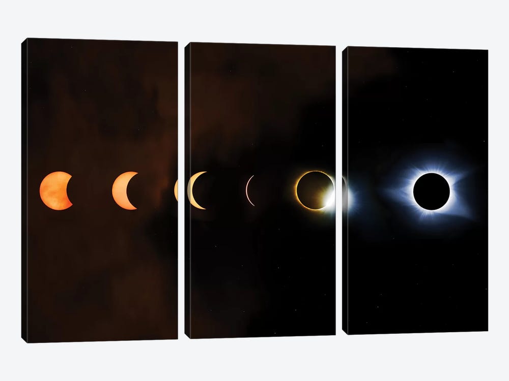 Phases Of A Total Eclipse by Jonathan Ross Photography 3-piece Canvas Art Print