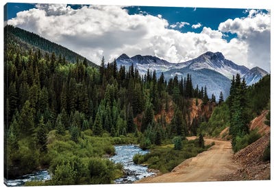 Rocky Mountain Roadway Canvas Art Print - Mountains Scenic Photography