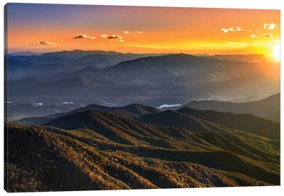 Smoky Mountain Sunset Canvas Art Print - Mountains Scenic Photography
