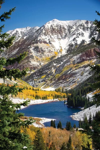 Snowy Maroon Bells by Jonathan Ross Photography framed wall art
