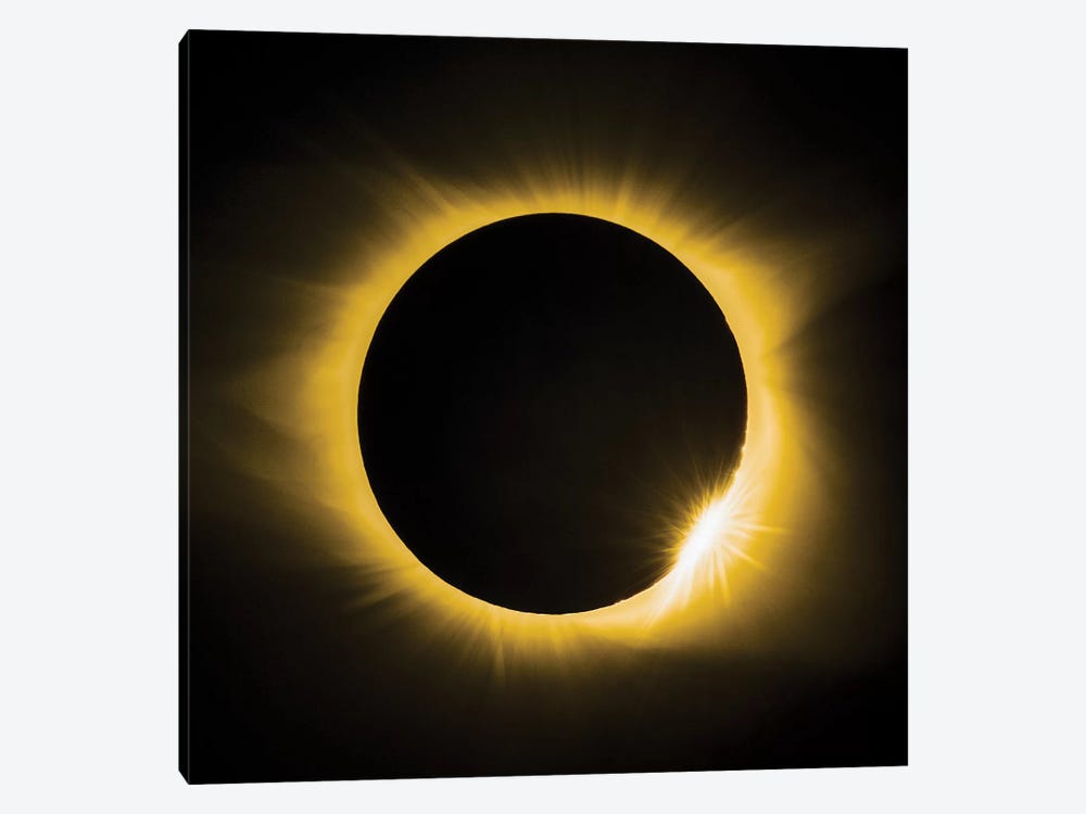 Solar Eclipse With Diamond Ring by Jonathan Ross Photography 1-piece Canvas Print