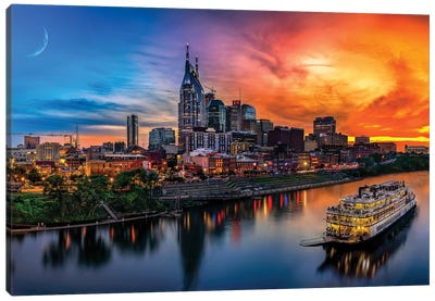 Southern Sky Sunset Over Nashville Canvas Art Print - Jonathan Ross Photography