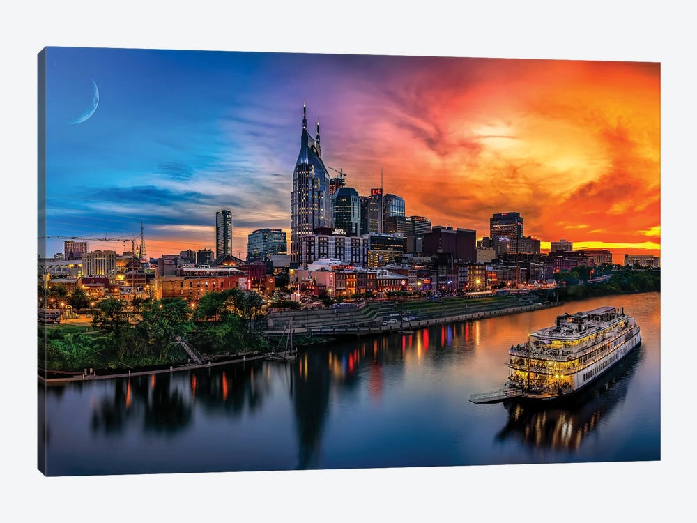 Southern Sky Sunset Over Nashville by Jonathan Ross Photography 1-piece Canvas Wall Art