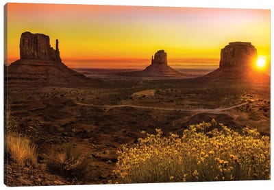 Sunrise In Monument Valley Canvas Art Print - Jonathan Ross Photography